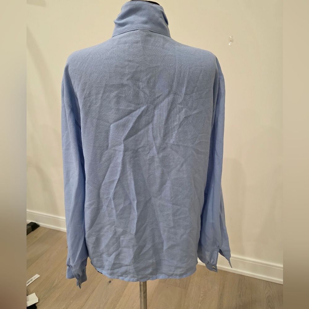 Vintage Elegant Blue Button Down Shirt with Crochet EUR 44 M-L US 12 - Picture 6 of 8